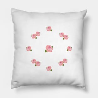 Pink Rose Illustrative Circle Pillow