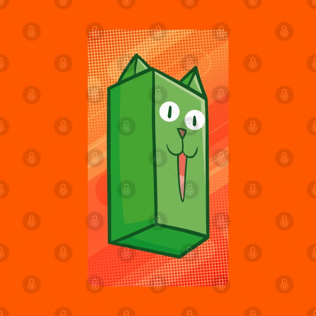 Green Rectangle Cat by Jocularity Art