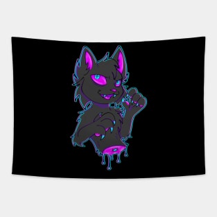Neon blood cat Tapestry