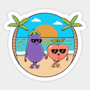 Peaches and eggplants Sticker for Sale by DesignDoubleP