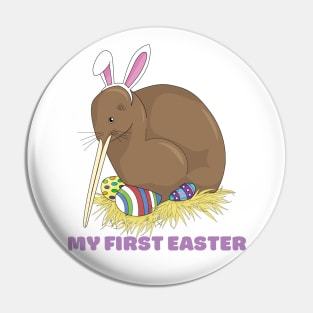 My First Easter, Kiwi with Easter Eggs Pin