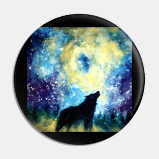 Wolf at Night Pin