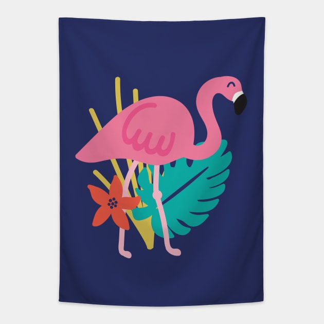 Tropical Flamingo Tapestry by allisonromerodesign