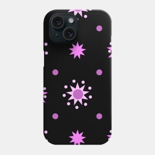 Suns and Dots Pink on Black Repeat 5748 Phone Case