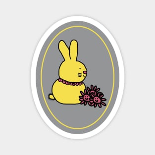 Illuminating Easter Bunny with Flowers Ultimate Gray Oval Magnet
