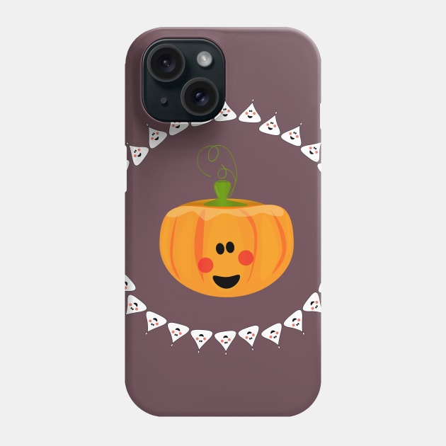 Cute halloween pumpkin in purple Phone Case by Cherubic