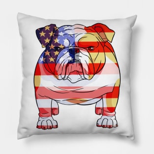 English Bulldog 4th Of July American Flag Pillow