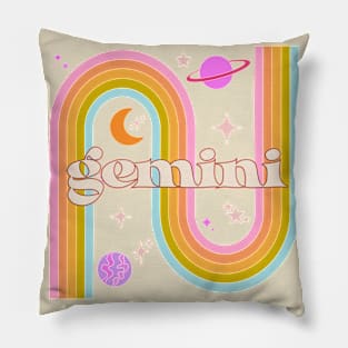 Gemini 70s Rainbow with Flowers Pillow