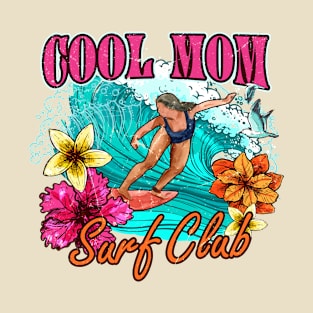 Cool mom surf club, summer vibes with ocean, surf T-Shirt