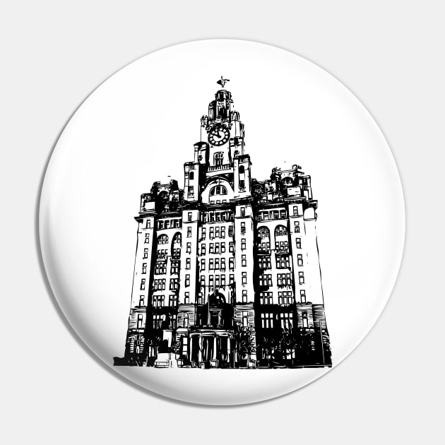 Liverpool Liver Building Vector Pin by tribbledesign