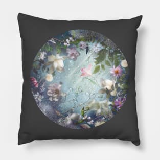 Flowers and Waters in Pale Pink and White Pillow