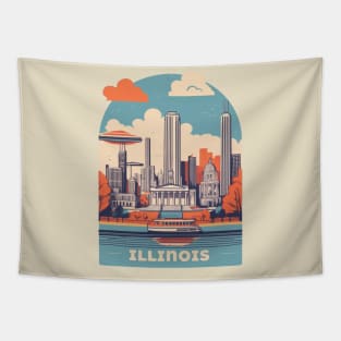 Illinois Vintage Design Tapestry