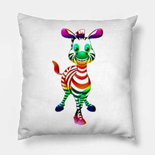 zebra rainbow Pillow