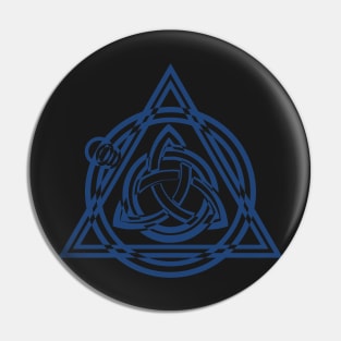 Blue Celtic Triquetra Circle Triangle Black And White Pin