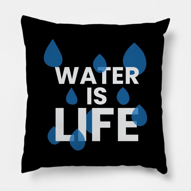 Water is life motivational typography design Pillow by emofix