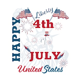 Funny Shirt Happy 4th of july United states casual style, Patriotic Graphic Tees Tops T-Shirt