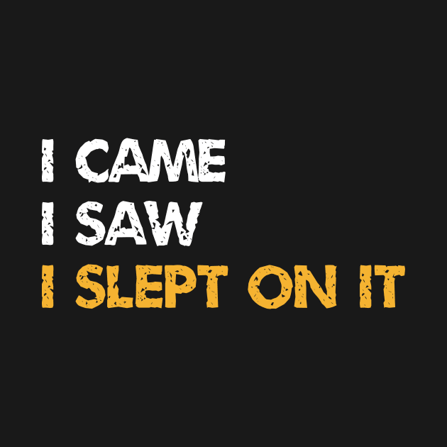 I Came I Saw I Slept On It - A Procrastinator Slogan by WIZECROW