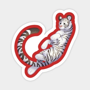 Cozy Bengal Tiger (White) Magnet