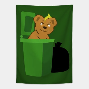 A Bear Raiding the Trash Bin Tapestry