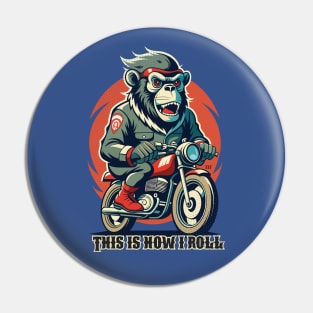 Retro Gorilla Motorcycle Pin