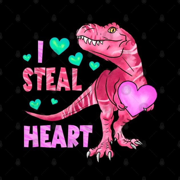 I Steal Heart Dinosaur Heart Valentine by luxembourgertreatable