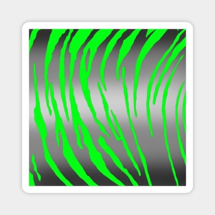 Silver Tiger Stripes Green Magnet