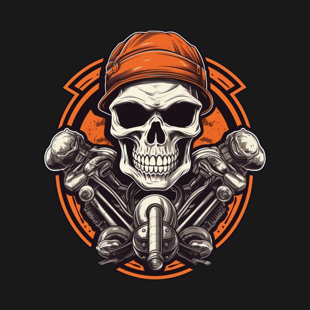 Skull Retro Motorcycle Vintage by Nenok