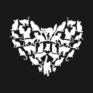 heart design with cat image-white-cat lovers T-Shirt