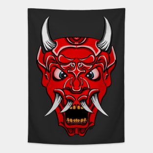 Demon Mask Red Tapestry