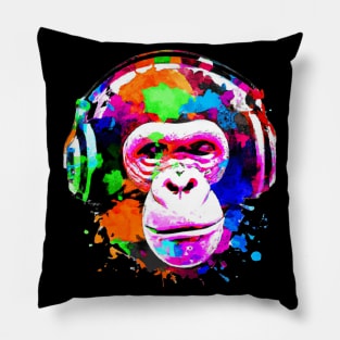 Headphones On Chimp Pillow