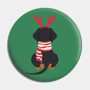 Smooth Dachshund Back at Christmas Pin