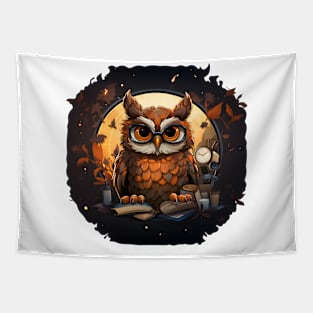 Owl Librarian Tapestry