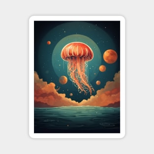 Jellyfish Floating In Space Magnet