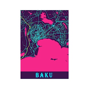 Baku Neon City Map, Baku Minimalist City Map Art Print T-Shirt