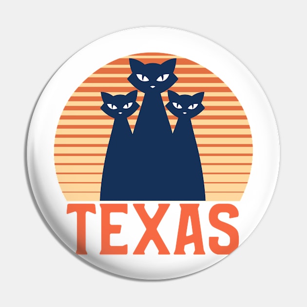 Texas Sunset, Orange and Blue Sun, Gift for sunset lovers T-shirt, Camping, Three Cats with Eyes Pin by AbsurdStore