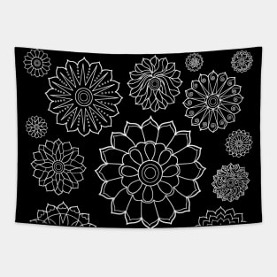 Elegant Flower Pattern Outline Tapestry