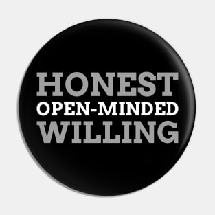 Honesty Open-Mindedness Willingness Alcoholic Pin