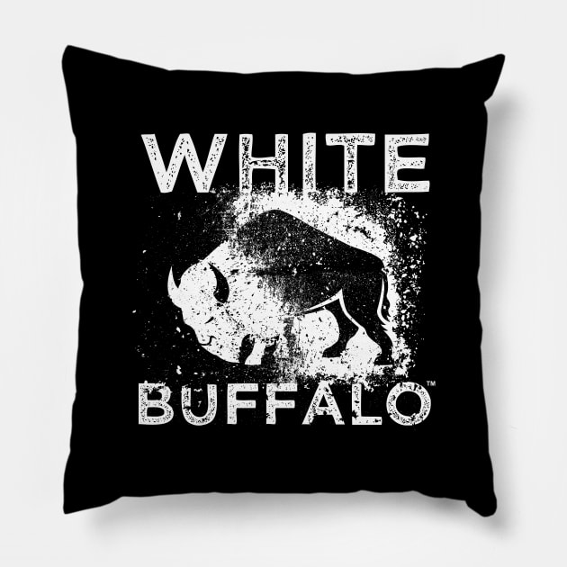 White Buffalo Grunge Pillow by scallywag