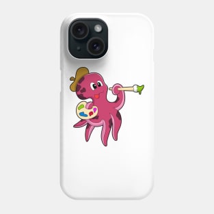 Octopus at Painting with Brush & Colour Phone Case