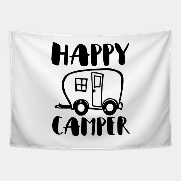 'Happy Camper' Cool Camping Cute Gift Tapestry by ourwackyhome