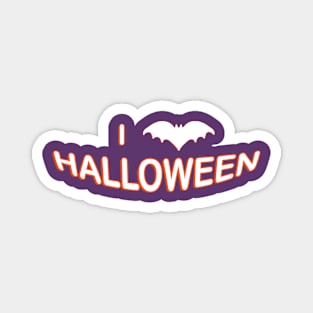 I Love Halloween (Bat) Orange White Magnet