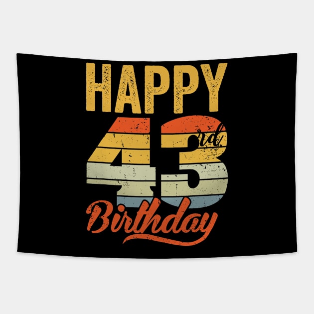 Funny Happy 43rd Bday Gifts 43 Years Old Birthday Vintage Tapestry by Wolfek246