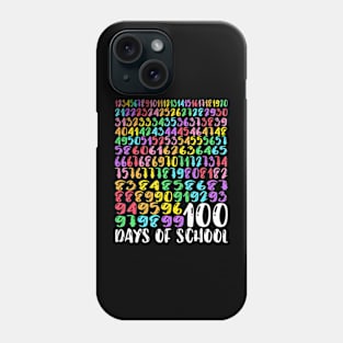 100Th Day Of School Teacher Kids 100 Days Math Numbers Phone Case