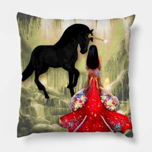 Magical Mermaid and Magical Black Unicorn Pillow