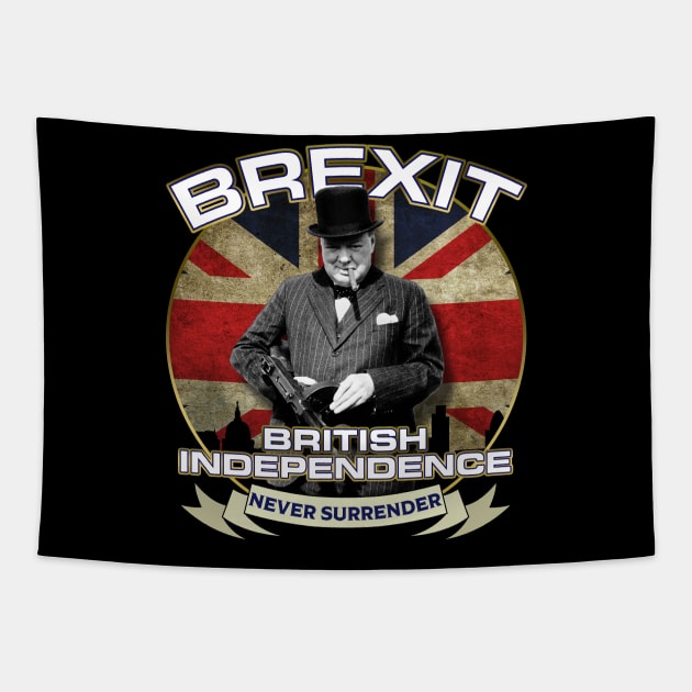 Winston Churchill British Independence Day Brexit Tapestry by CultTees