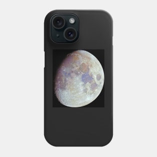 Waxing gibbous color Moon on black sky Phone Case