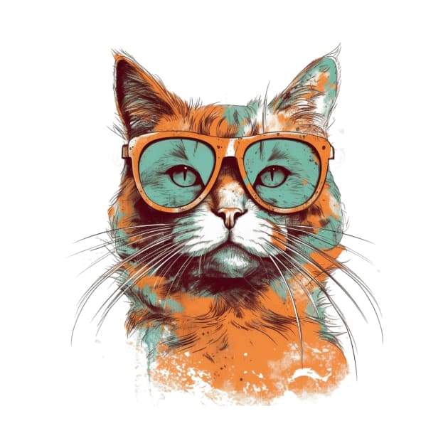 Modern ginger cat with sunglasses by bigmomentsdesign