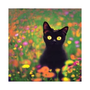 Cat In A Flower Field T-Shirt