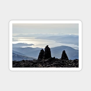 Cairns located near the summit of Ben Nevis Magnet