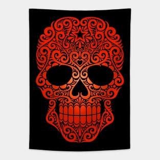 Red Swirling Sugar Skull Tapestry